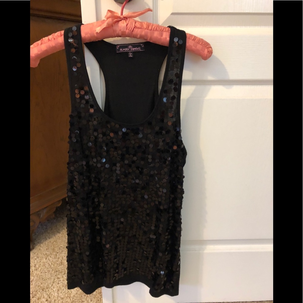 Almost Famous Black Sequined Racerback Tank